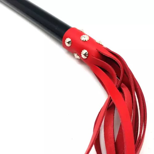 ROTE LEDER PEITSCHE RIEMEN - 78cm - HOLZGRIFF – 4/5