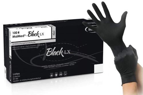 Non-powdered Latex Gloves BLACK LX Black x100