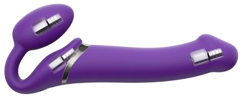 STRAP-ON 3 Motors M 16 x 3.5 cm Purple Vibrating Dildo