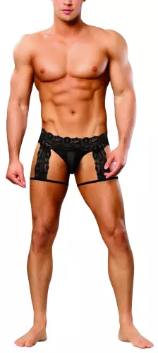String Garter Scandal Lace Schwarz – 3/4