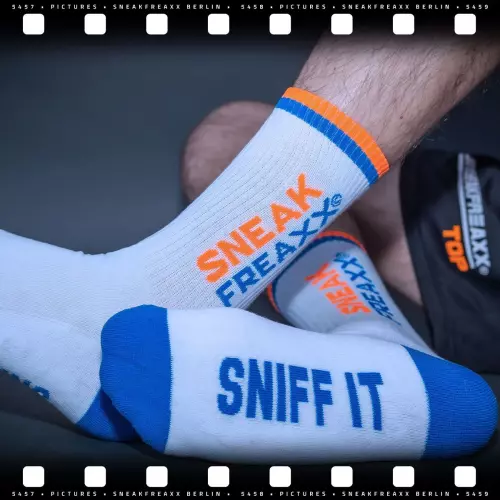 Socken SNIFF IT 2 Weiß-Orange-Blau – 2/5