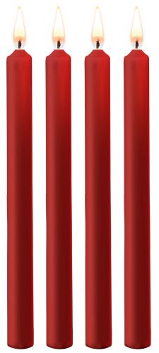 Set of 4 Red Teasing Wax Candles