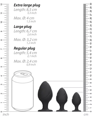 Set von 3 Butt Plugs Swirled Silikon – 3/7