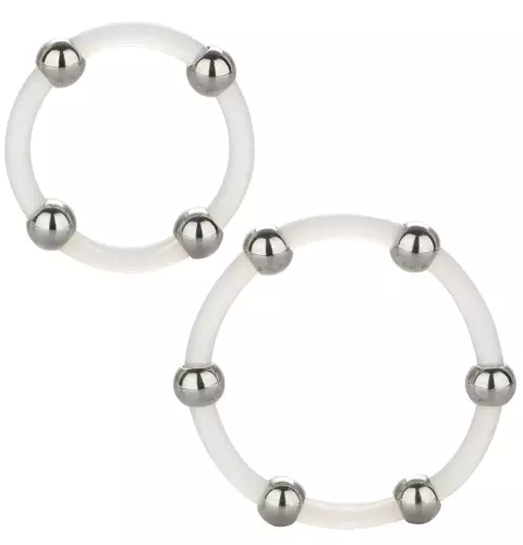 Set aus 2 transparenten Penisringen mit Kugeln – 1/4