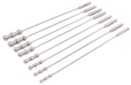 Set von 8 Harnröhren-Stäben Dilator Beads 28cm - Durchmesser 7 bis 14mm