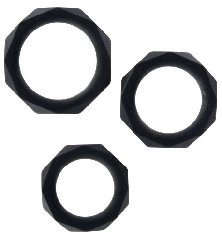 Set of 3 Black Silicone Power Halo Cockrings