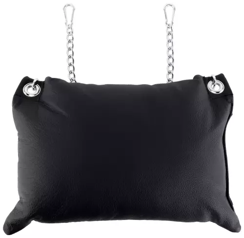 Leder-Kissen 23 x 32cm mit Ketten Schwarz – 1/5