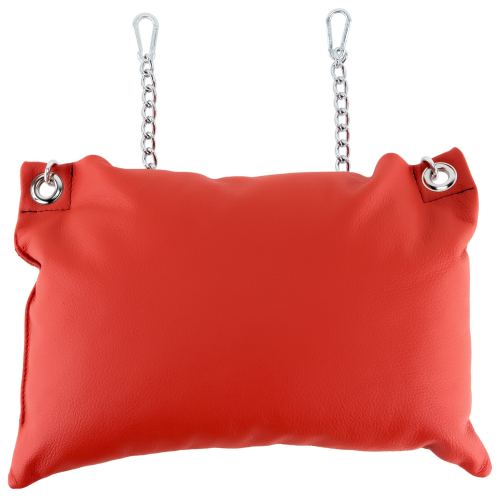 Leather Cushion 23 x 32cm Chains Red