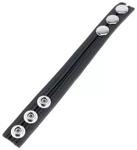 Leder-Cockring 3 Druckknöpfe Schwarz – 2/5