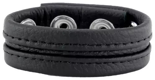 Leder-Cockring 3 Druckknöpfe Schwarz – 3/5