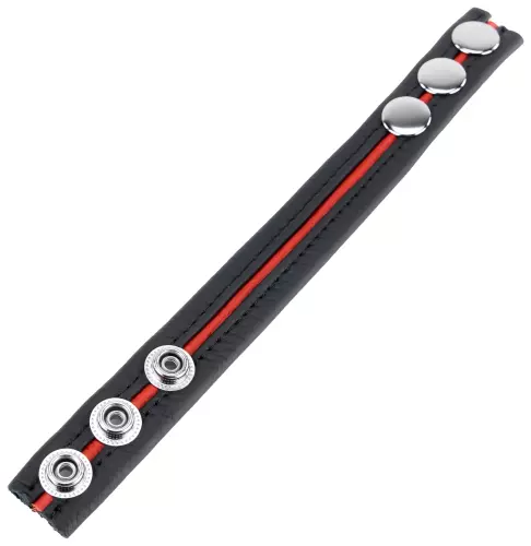 Leder-Cockring 3 Druckknöpfe Schwarz-Rot – 2/5