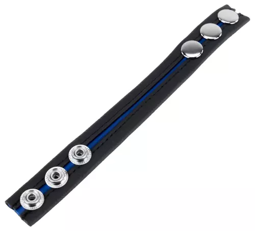 Leder-Cockring 3 Druckknöpfe Schwarz-Blau – 2/5