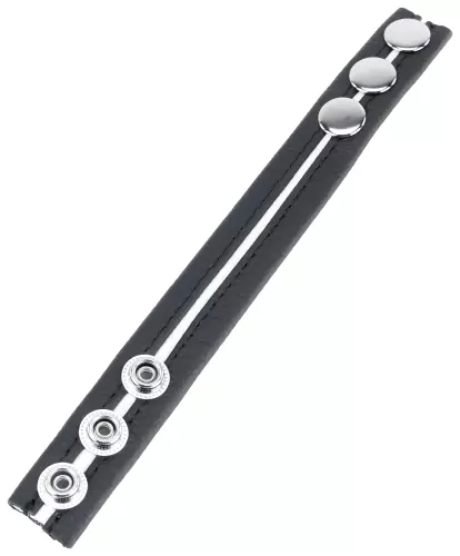 Leder-Cockring 3 Druckknöpfe Schwarz-Weiß – 2/5