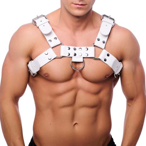 Leather harness Buckle White