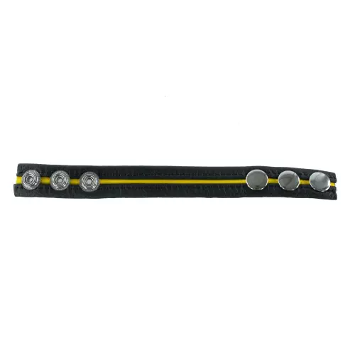 Cockring aus Leder 3 Druckknöpfe Schwarz-Gelb – 4/4