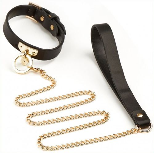 Halsband und Leine Kunstleder SCLAVE Schwarz