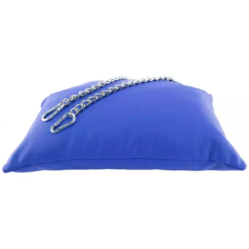 Leder-Kissen 23 x 32cm Ketten Blau – 3/4