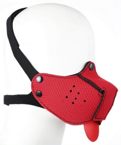 Puppy Neoprene Muzzle Tongue Red