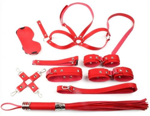 BDSM Bondage Kit OBEDIENCE 10 Pieces Red