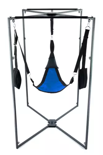 Sling-Set Stoff Dreieck Blau-Schwarz Gestell Schwarz – 1/2