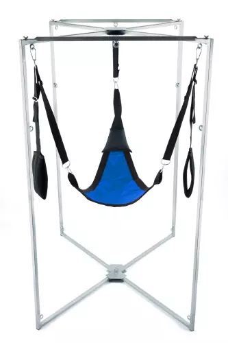 Sling-Set Stoff Dreieck Blau-Schwarz Gestell Grau – 1/2