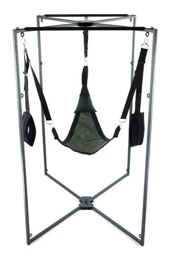 Sling-Set Stoff Dreieck Khaki-Schwarz Gestell Schwarz – 1/2