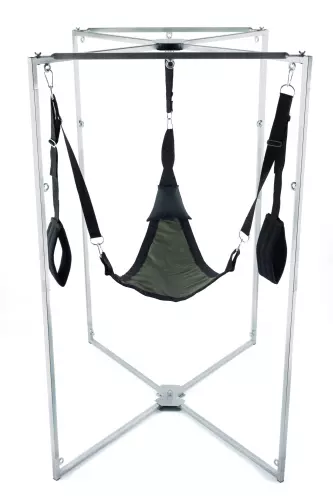 Sling-Set Stoff Dreieck Khaki-Schwarz Gestell Grau – 1/2