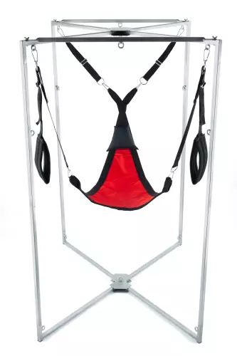 Sling-Set Stoff Dreieck Rot-Schwarz Gestell Grau – 2/2