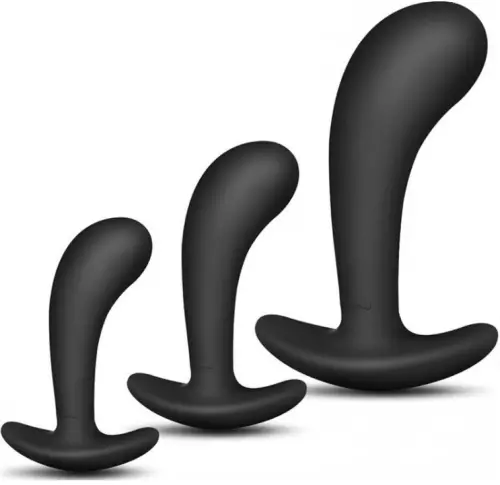 Set aus 3 Mini Prostata Butt Plugs Silikon 11 x 3,5cm Schwarz – 1/3