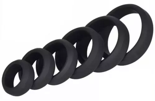 Set aus 6 Penisringen Silikon Hyperion Schwarz – 1/4
