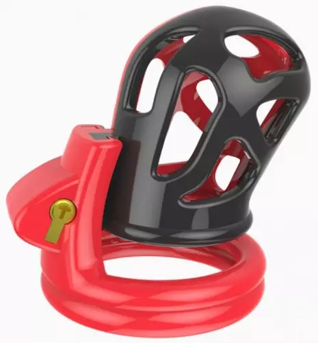 Keuschheitskäfig Joker 7.5 x 3cm Rot-Schwarz – 3/5
