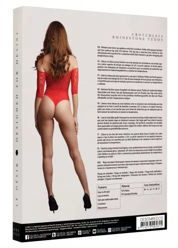 Offener Body mit Strass - Rot – 4/6