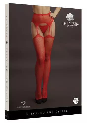 Panty jarretteleffect met strass Lana - Rood – 3/6