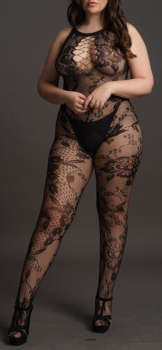Plus Size Open Bodysuit Flora - Black