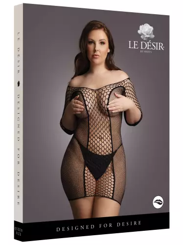 Kleid in Übergrößen DUO NET SLEEVED - Schwarz – 3/6