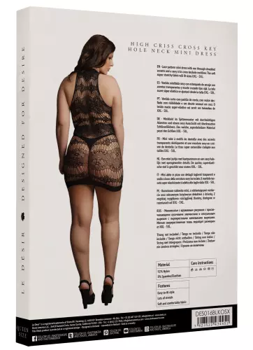 Sexy jurk grote maat CRISS CROSS NECK - Zwart – 4/6