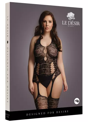 Kombination Übergröße LACE SUSPENDER - Schwarz – 2/6