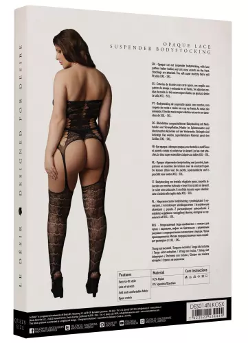 Kombination Übergröße LACE SUSPENDER - Schwarz – 3/6