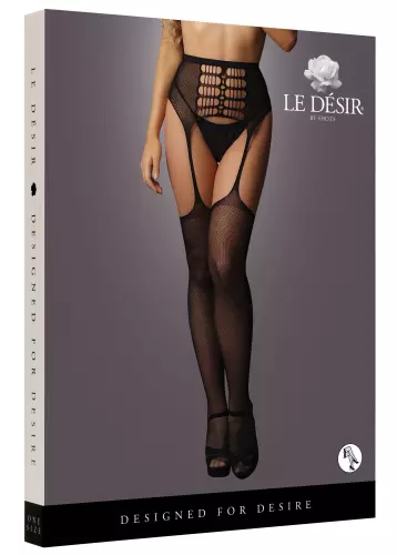Strumpfhose offener Schritt hohe Taille Eyleen - Schwarz – 3/6