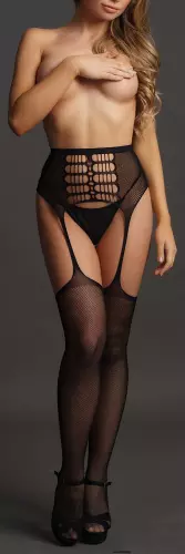 Strumpfhose offener Schritt hohe Taille Eyleen - Schwarz – 5/6