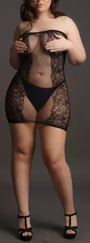Sexy Kleid Übergröße Trägerlos - Schwarz – 5/6