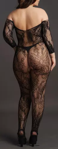 Offene Kombination Große Größe LACE SLEEVED - Schwarz – 2/6