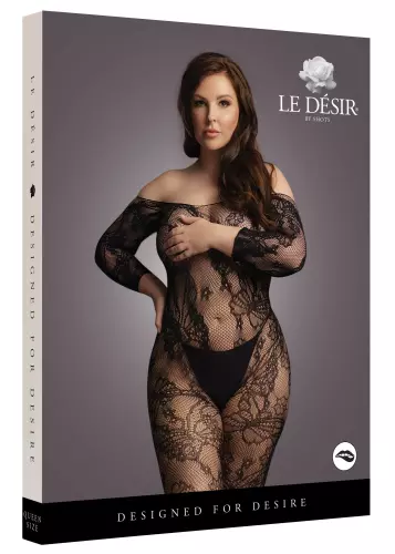 Offene Kombination Große Größe LACE SLEEVED - Schwarz – 3/6