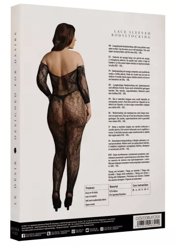 Offene Kombination Große Größe LACE SLEEVED - Schwarz – 4/6
