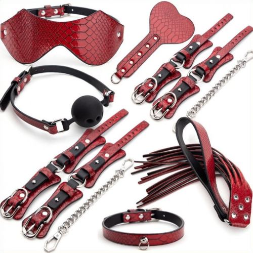 7 Piece Caiman BDSM Kit Red