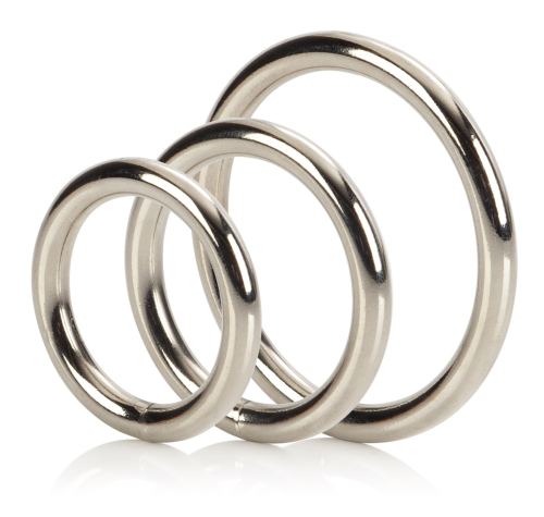 3er-Set Metall-Penisringe Silver Ring 32 bis 50 mm