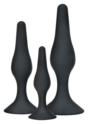 Set of 3 Curvy Black Silicone Plugs