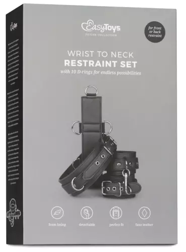 Halsband und Handschellen Restraint Set Kunstleder – 2/9