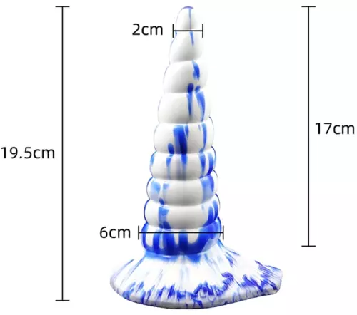 Unicorn Farb Butt Plug 18 x 6cm Blau-Weiß – 6/6