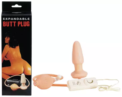 Opblaasbare vibrerende plug 10 x 3,5 cm Huidskleur – 2/3